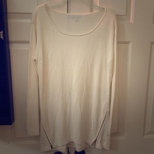 Cream Sweater with Side Zippers